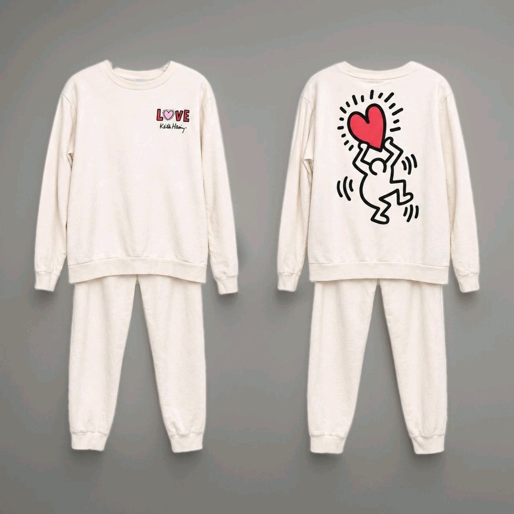 Keith Haring LOVE Sweatshirt Joggers Lounge Set Size XL Official Licensed Art